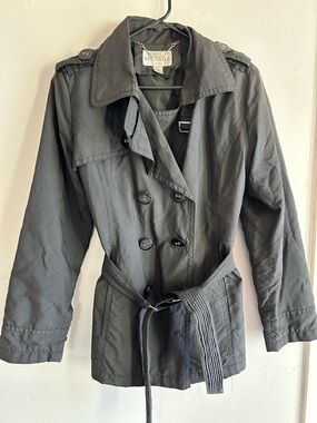 Big Chill Black Double-Breasted Trench Coat with Belt